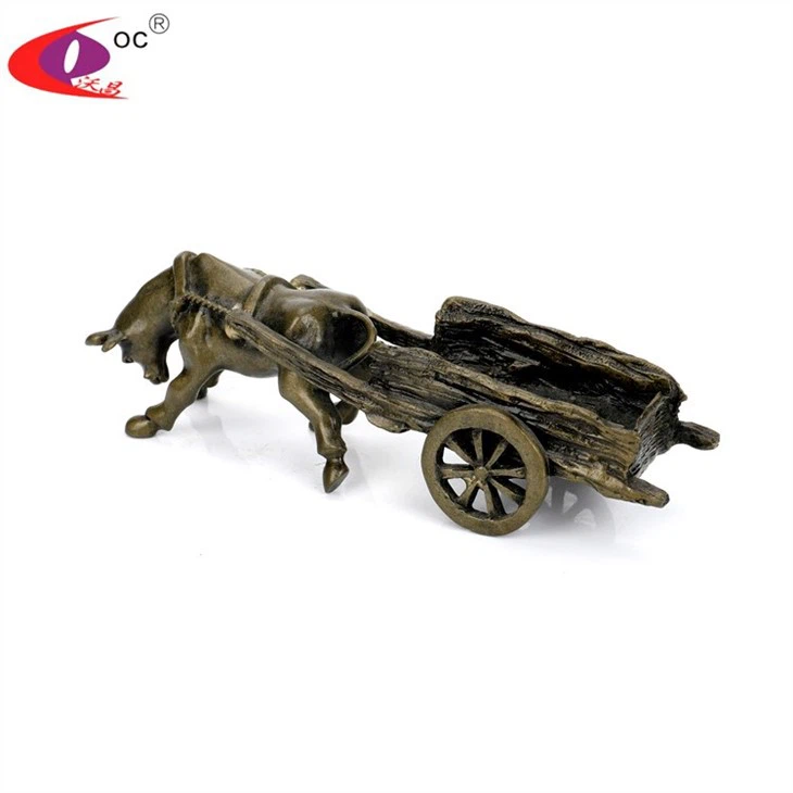 Custom Metal Animal Figurines Horse Carriage Statue Desktop Decoration